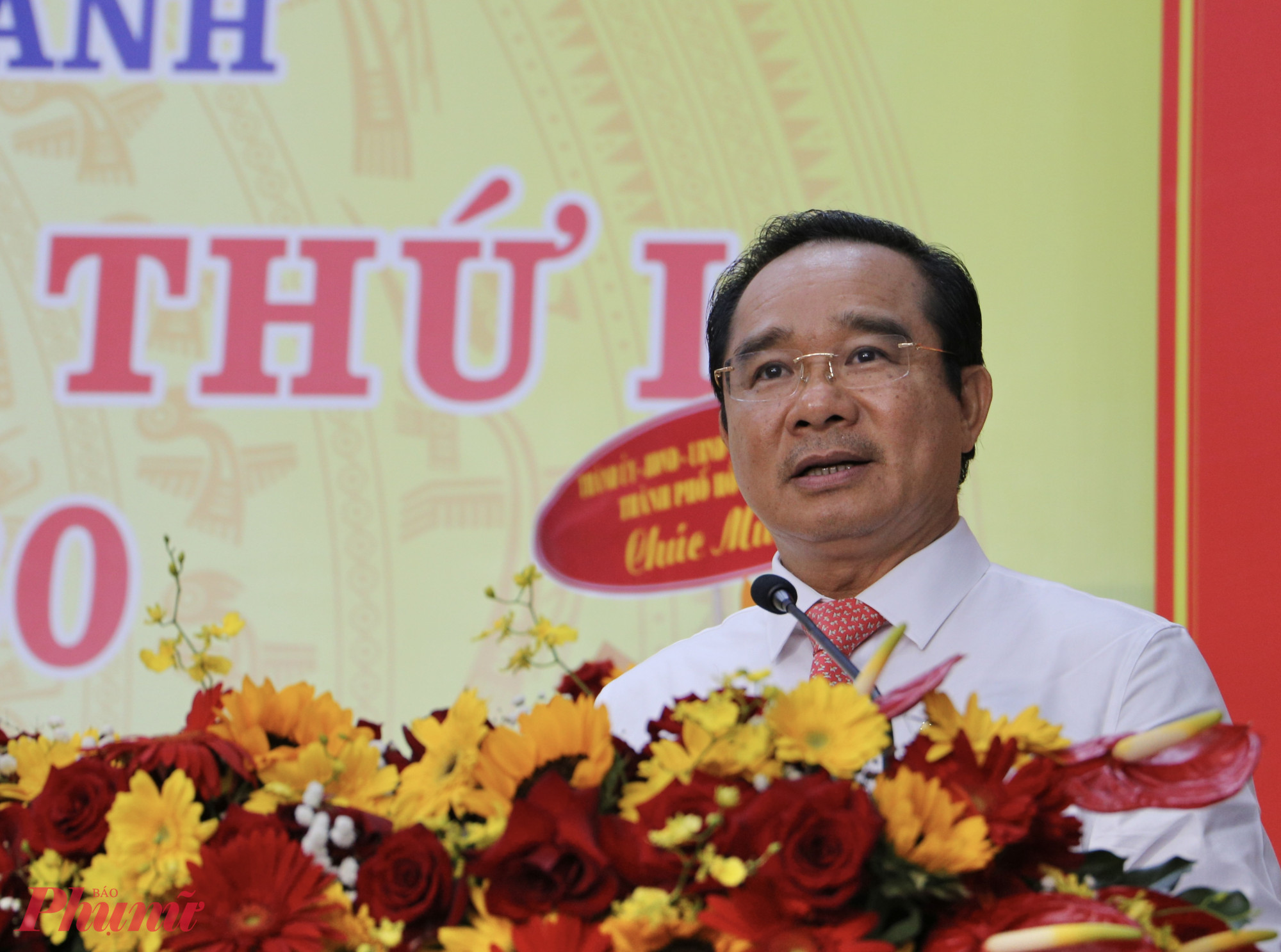 Ông Nguyễn Văn Được - Chủ tịch UBND TPHCM - phát biẻu chỉ đạo tại Đại hội Đại biểu Đảng bộ phường Cầu Ông Lãnh - Ảnh: Thanh Tâm 