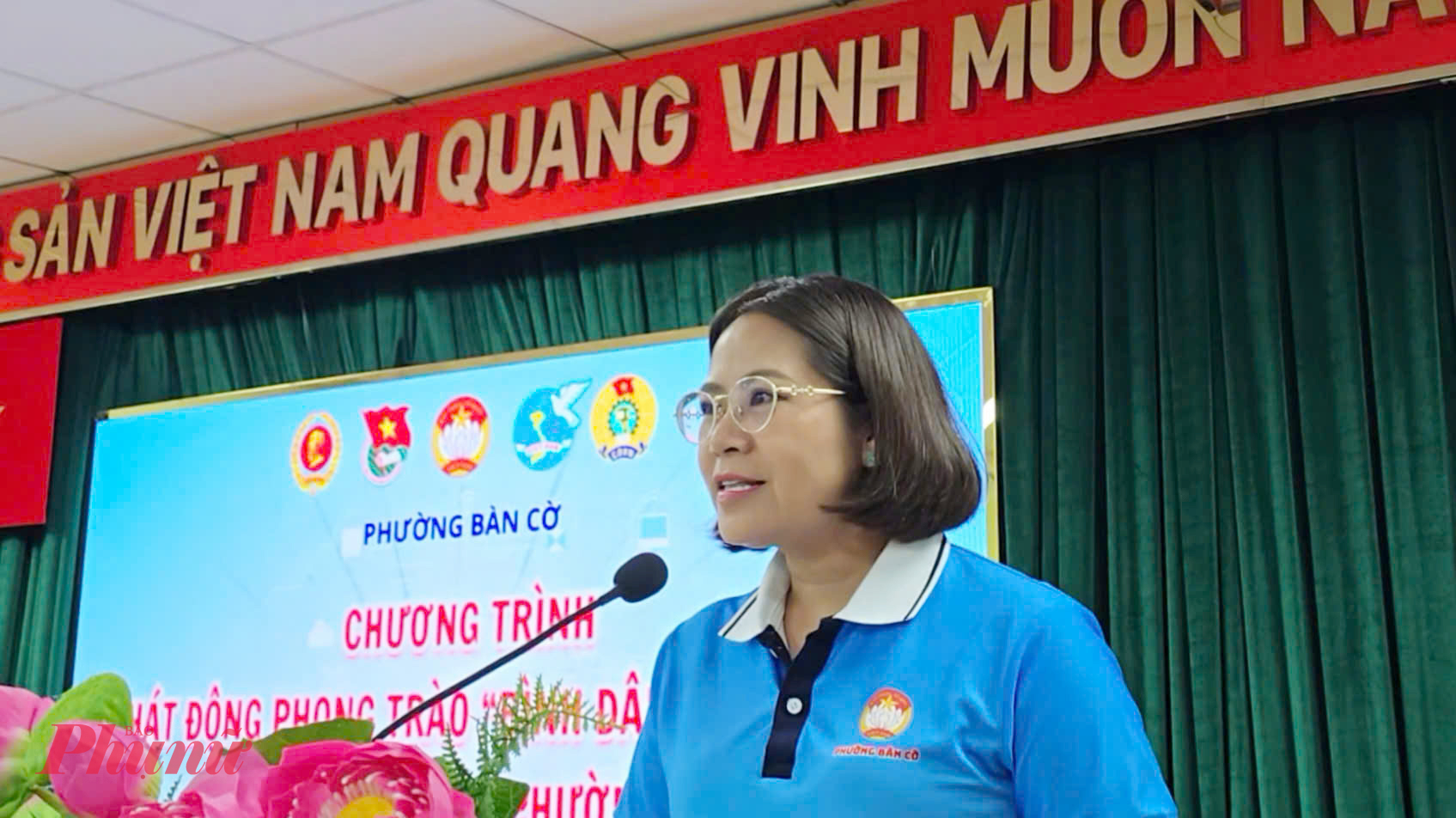 Chủ tịch Ủy ban MTTQ Việt Nam phường Bàn Cờ Đoàn Thị Cẩm Tú - phát động phong trào Phong trào “Bình dân học vụ số”