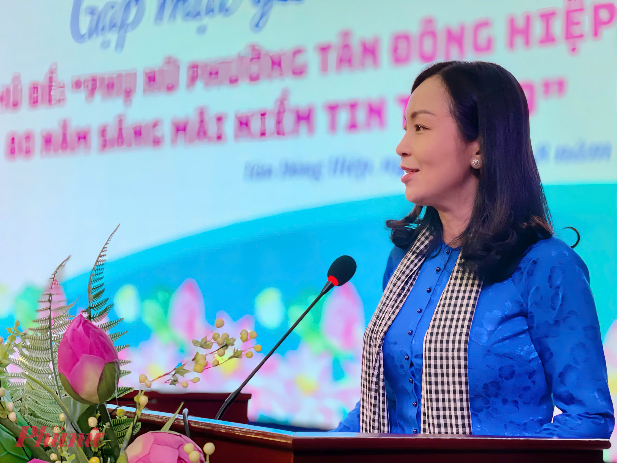 Bà Đặng Thanh Thủy - Phó Bí thư Thường trực Đảng ủy, Chủ tịch HĐND phường Tân Đông Hiệp - phát biểu tại chương trình 