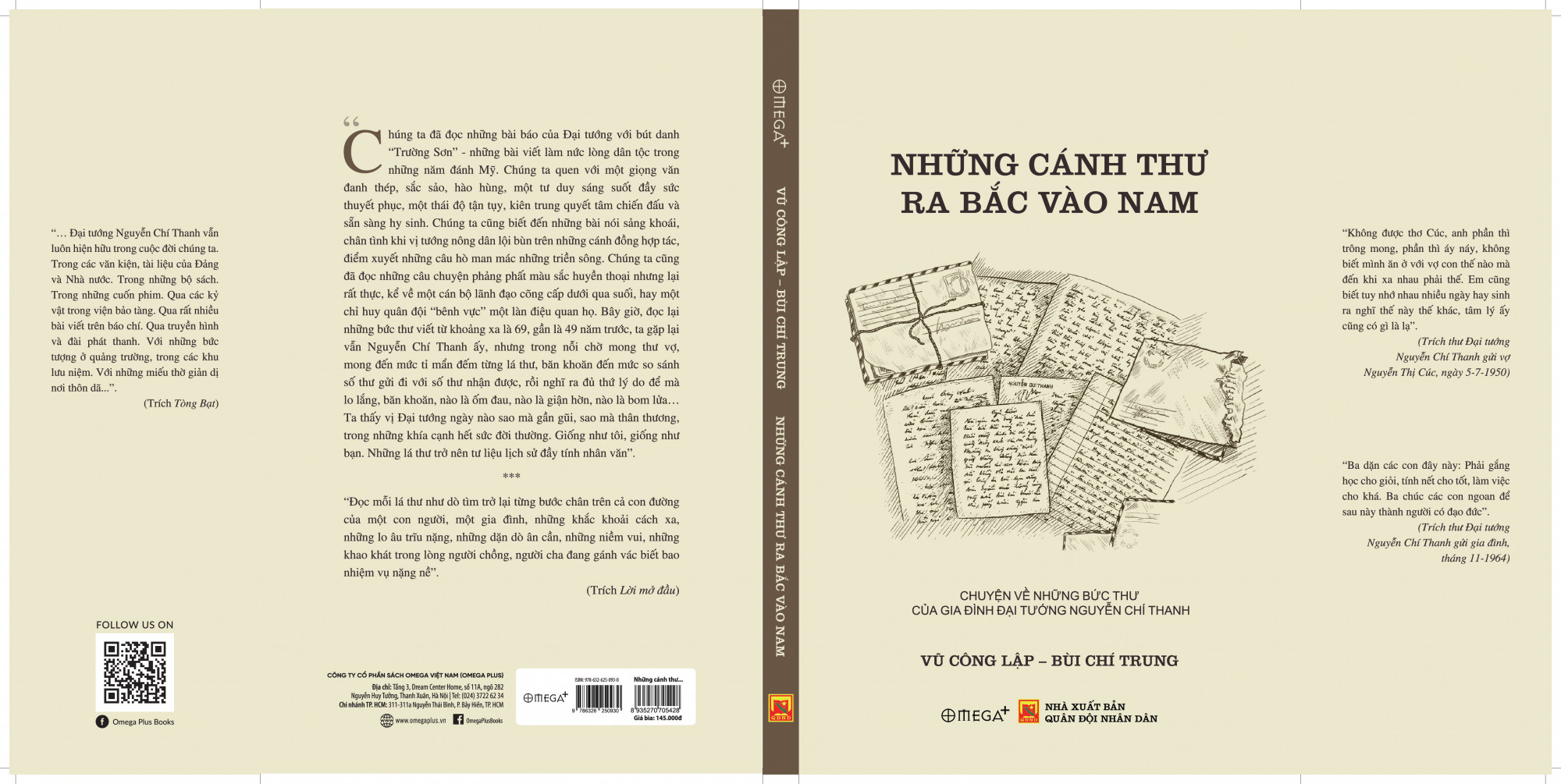 Bìa sách khắc họa hình ảnh những bức thư tay của Đại tướng Nguyễn Chí Thanh.