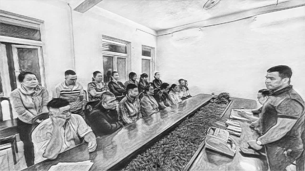 Các đối tượng tại cơ quan công an - Ảnh: S.Đ.