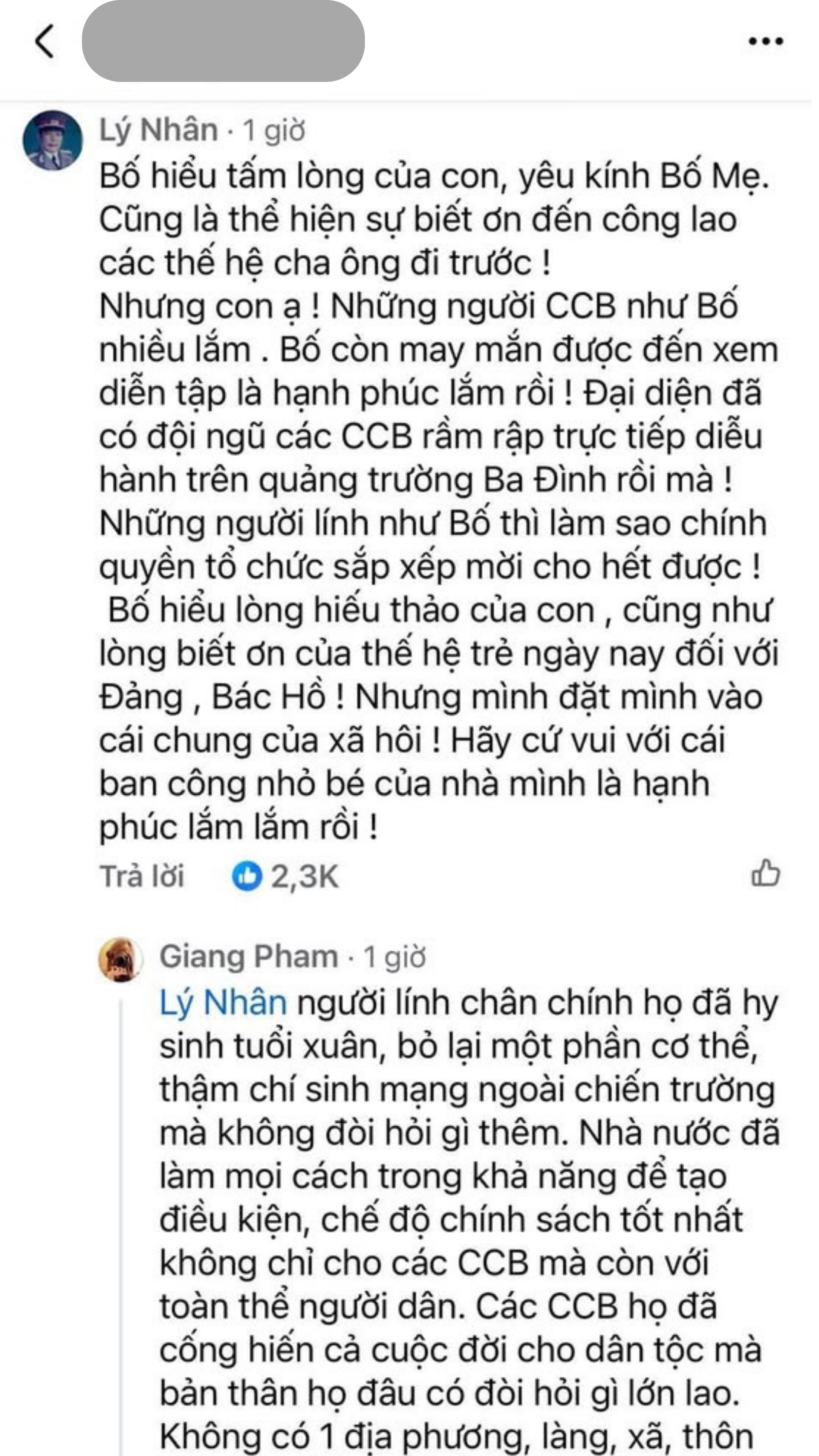 Tỉnh táo trước những miếng mồi câu lợi dụng để bán hàng Phản hồi của một Cựu chiến biên dưới bài đăng gây tranh cãi (hiện đã được xoá) rất được cộng đồng mạng ủng hộ với những chia sẻ hết sức thấu tình đạt lý - Ảnh: Chụp màn hình