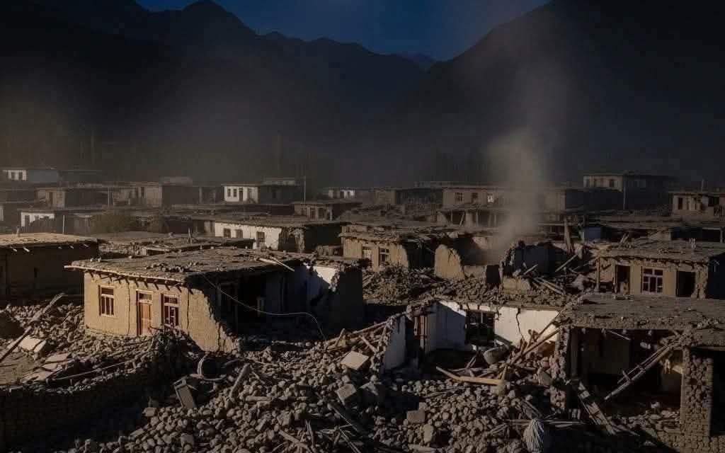 Những cơn dư chấn mạnh đã san phẳng nhiều ngôi nhà ở vùng núi phía đông Afghanistan - Ảnh: AIMAL ZAHIR/The Telegraph