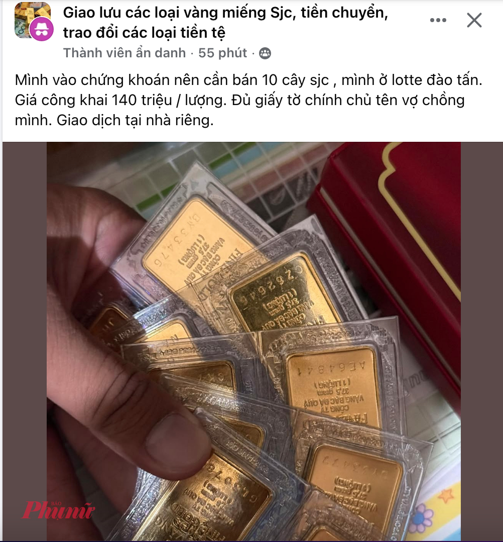 Trên thị trường chợ đen xuất hiện các lời rao bán vàng với giá 140 triệu đồng/lượng - Ảnh: Thanh Hoa