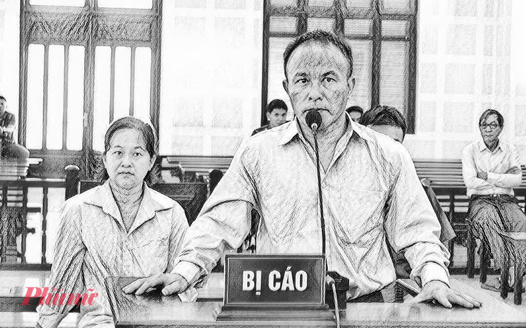 Vợ chồng bị cáo Võ Nhi tại toà