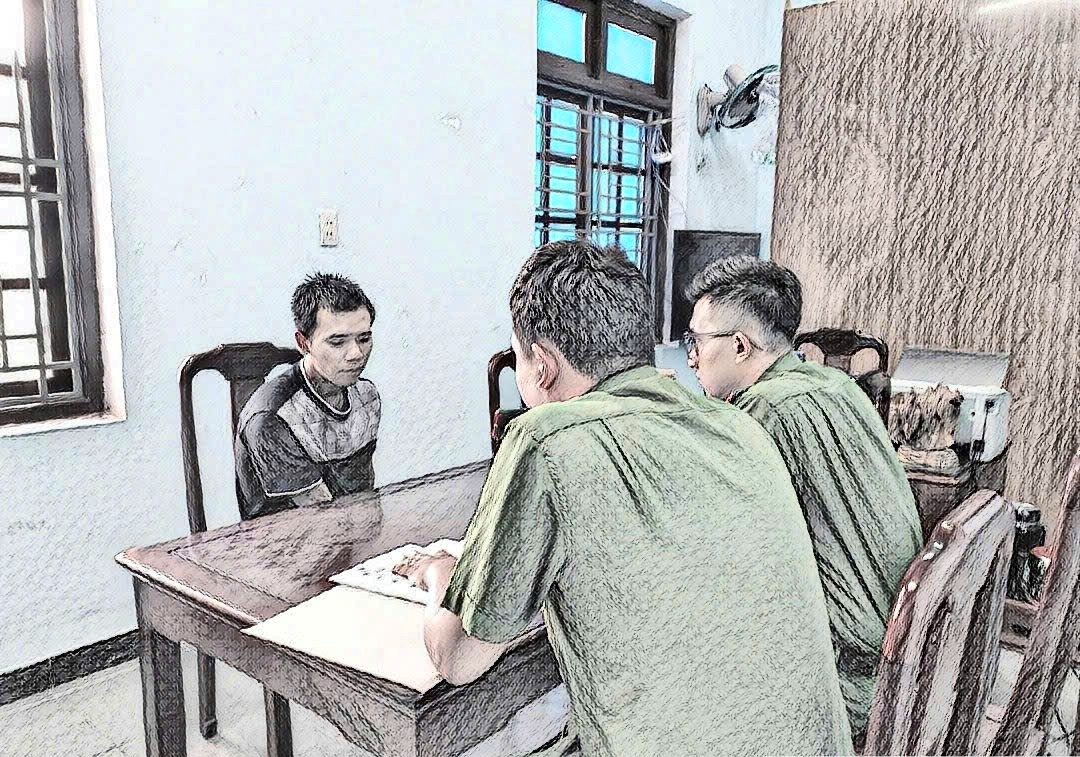 Công an phường An Cựu (TP Huế) lấy lời khai đối tượng Nguyễn Hoàng Huy
