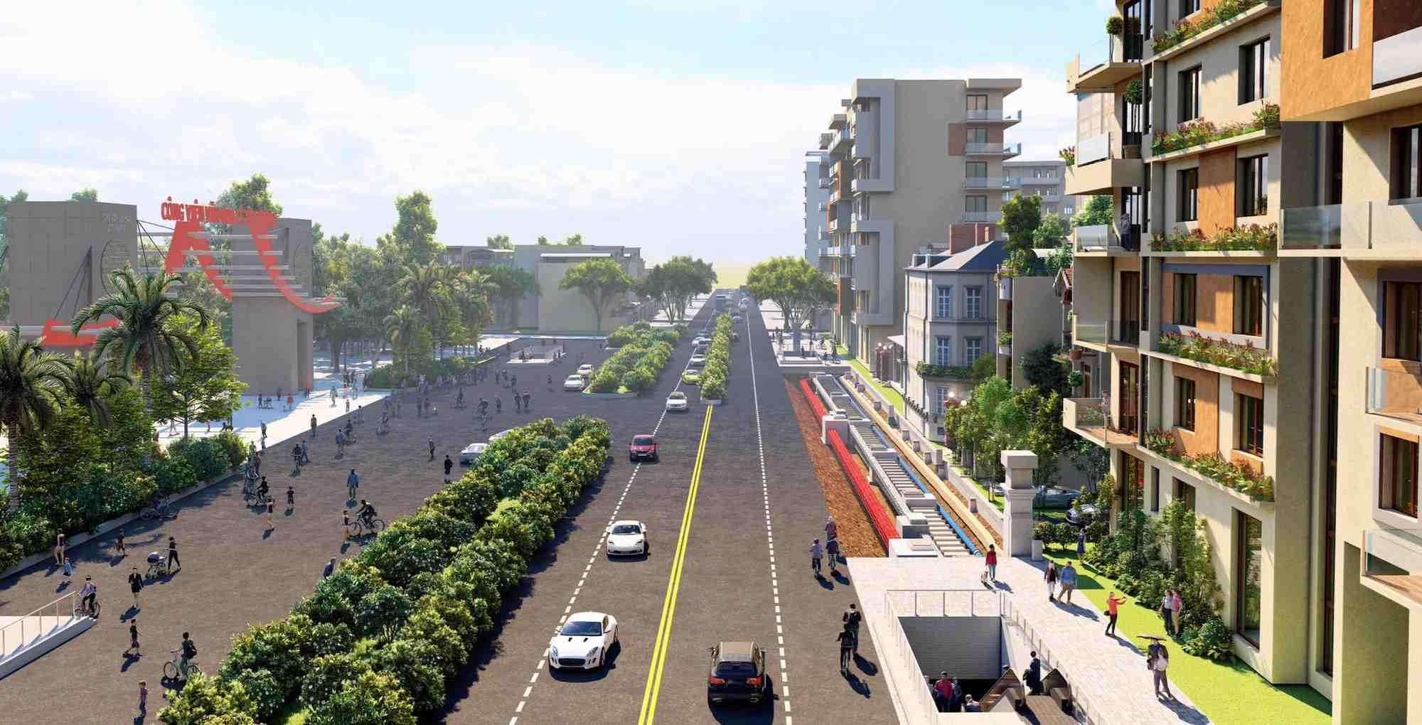 Phối cảnh metro số 2 đoạn qua công viên Lê Thị Riêng. Ảnh: MAUR 