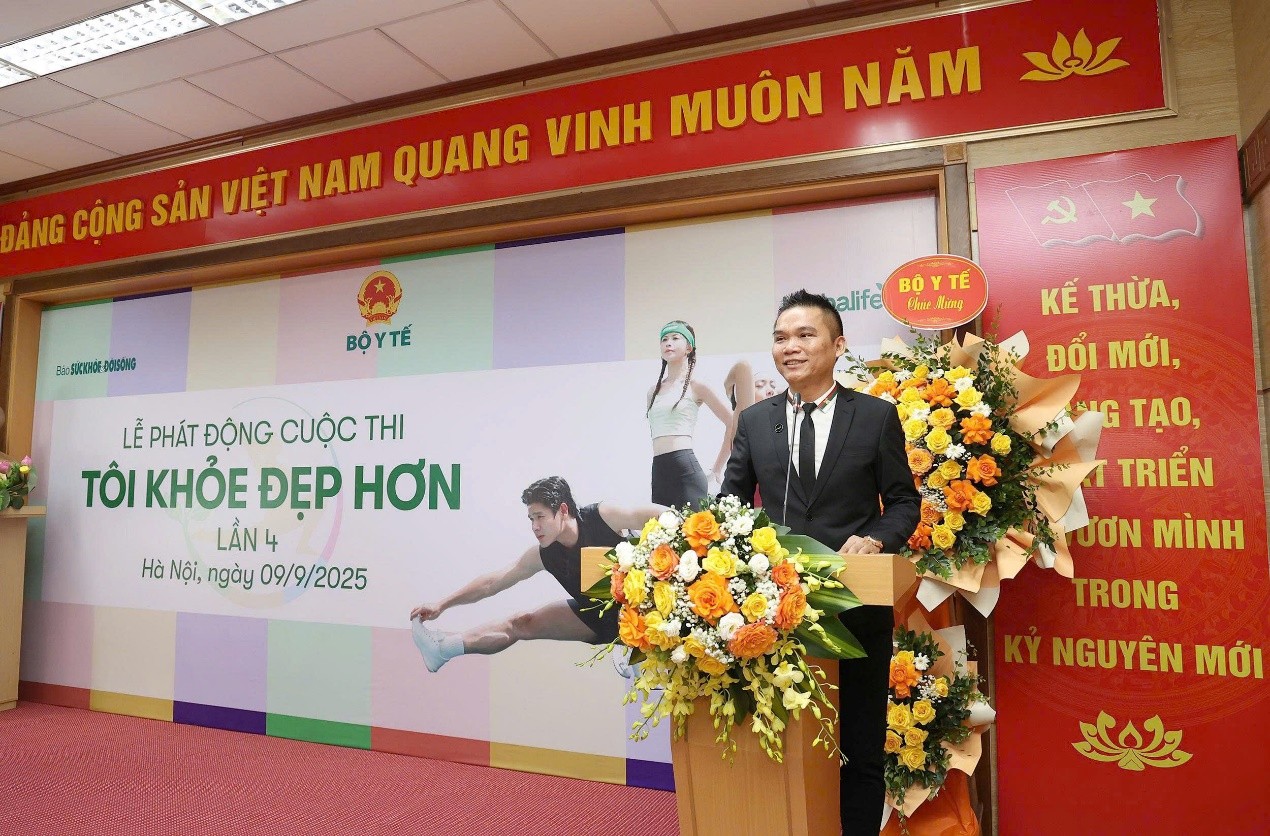 Ông Nguyễn Thành Đạt - Giám đốc Truyền thông cấp cao Herbalife Việt Nam - phát biểu tại Lễ phát động cuộc thi “Tôi khỏe đẹp hơn” lần 4 - Ảnh: Herbalife Việt Nam