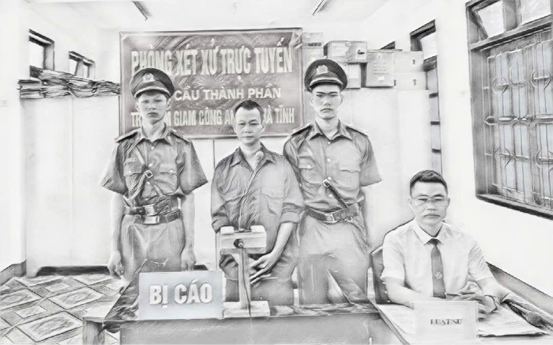 Bị cáo Trần Văn Huy tại phiên tòa - Ảnh: Khánh Trung