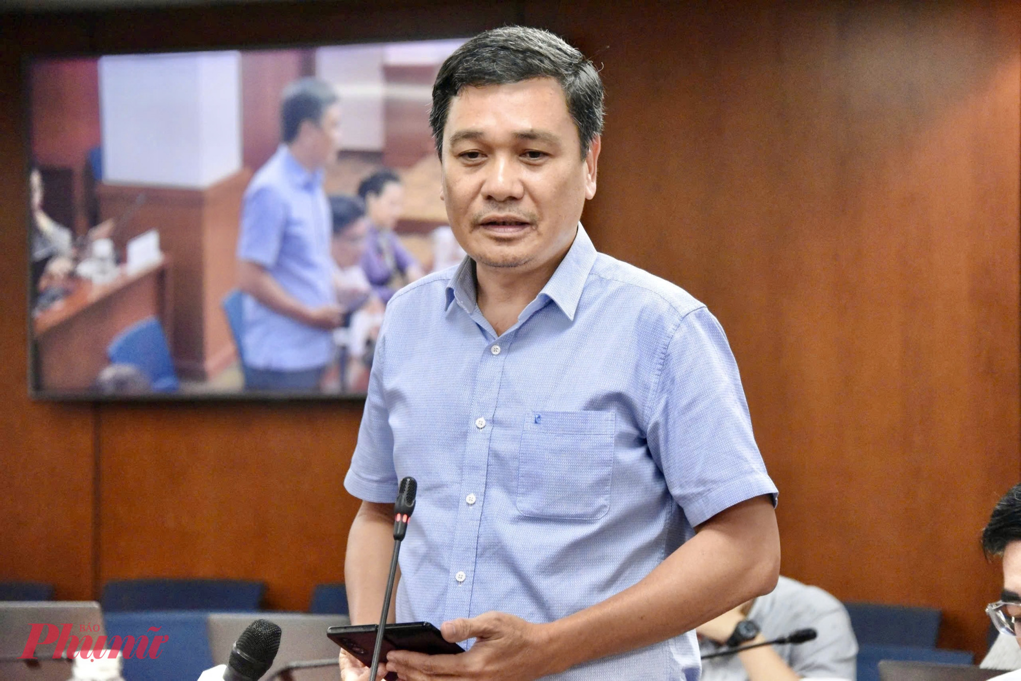 Ông Nguyễn Kiên Giang - Phó Trưởng phòng Quản lý bảo trì và khai thác công trình giao thông - thông tin tại buổi họp báo - Ảnh: Thanh Tâm