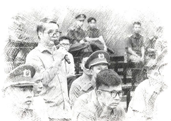 Bị cáo Phạm Thái Hà khai báo tại tòa - Ảnh: N.A