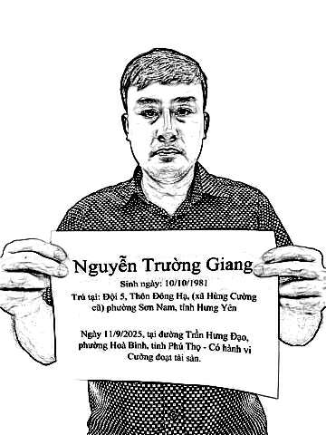 Nguyễn Trường Giang tại cơ quan công an  - Ảnh: Công an cung cấp