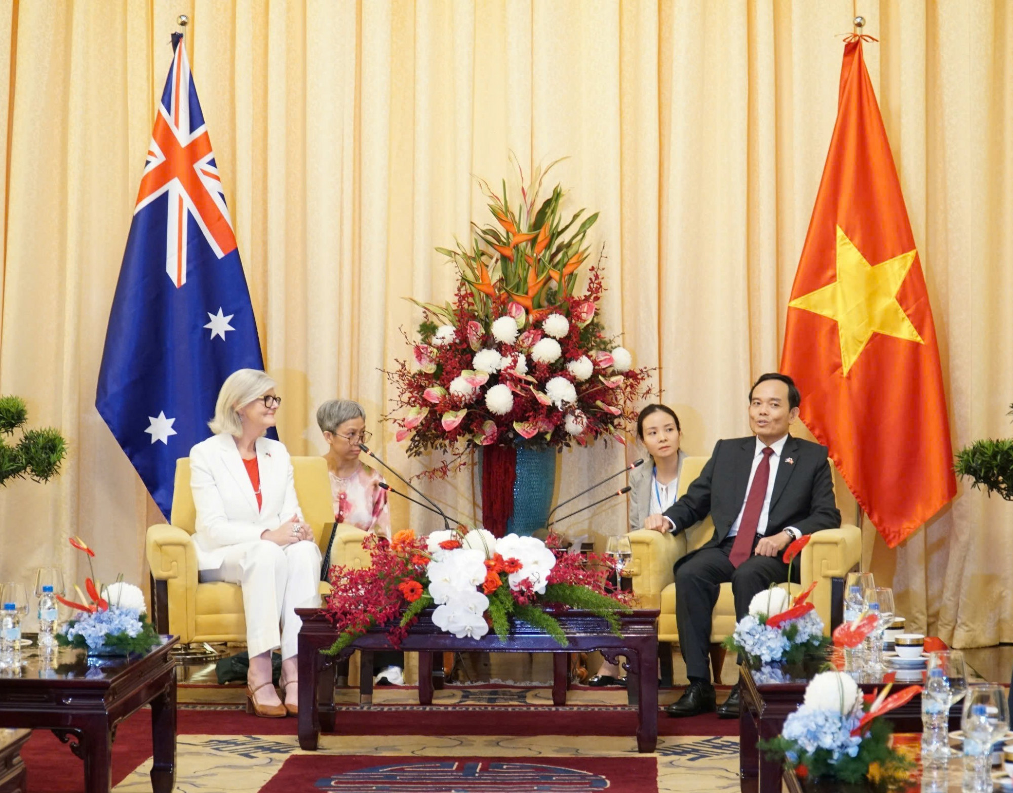 Bí thư Thành ủy TPHCM Trần Lưu Quang trò chuyện cùng Toàn quyền Úc - bà Sam Mostyn 