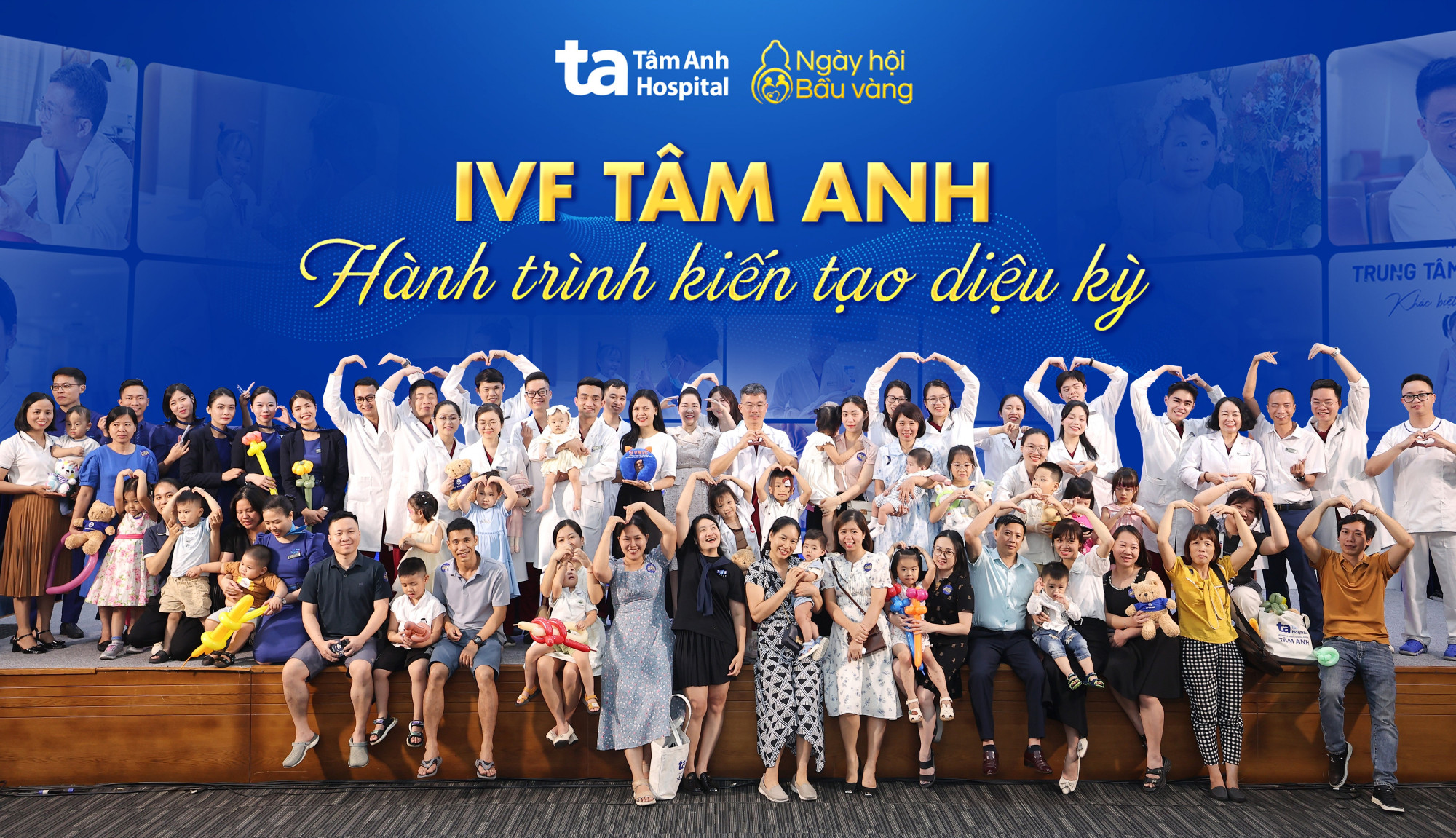 Hàng trăm em bé hội ngộ tại “Ngày hội Bầu vàng IVF Tâm Anh” được kiểm tra sức khỏe miễn phí, đánh giá mức độ phát triển so với độ tuổi - Ảnh: BVĐK Tâm Anh