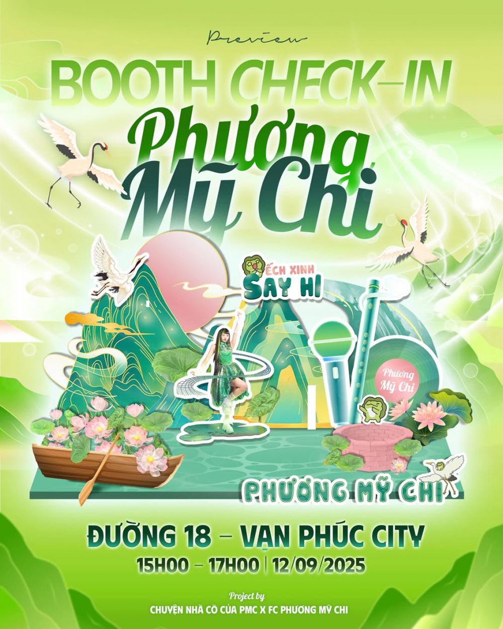 Hình ảnh được fandom của Phương Mỹ Chi  thiết kế cho booth check-in tại đêm nhạc Em xinh say hi -  Nguồn ảnh: Facebook Chuyện nhà Cò của Phương Mỹ Chi