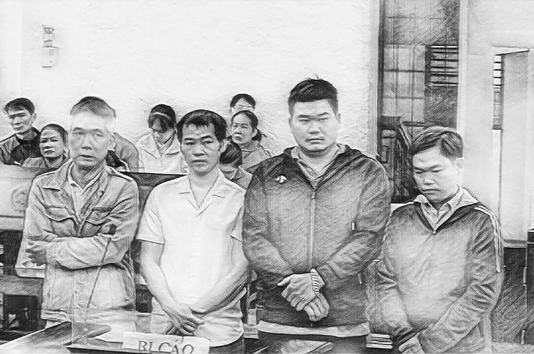 Các bị cáo tại phiên tòa - Ảnh: B.X. 