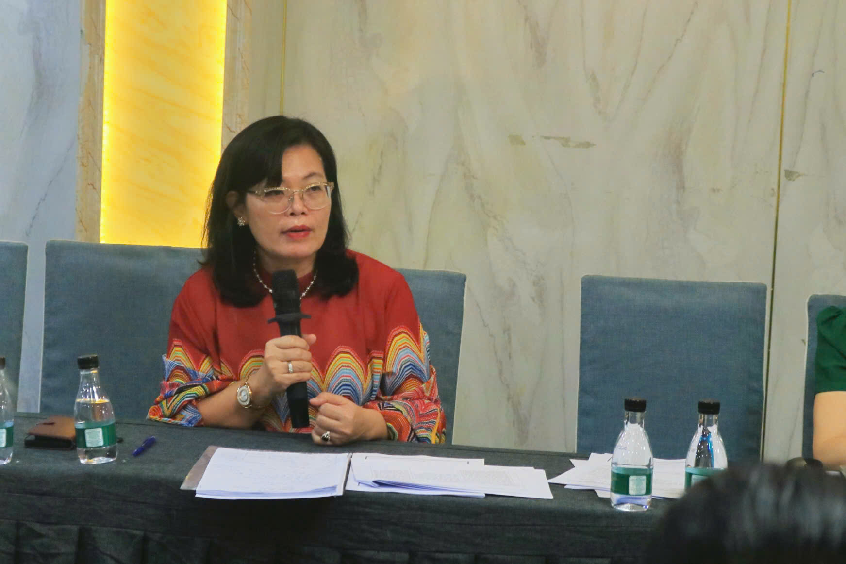 PGS.TS.BS Hoàng Thị Diễm Tuyết - Giám đốc bệnh viện Hùng Vương góp ý tại hội thảo - Ảnh: Nhã Chân