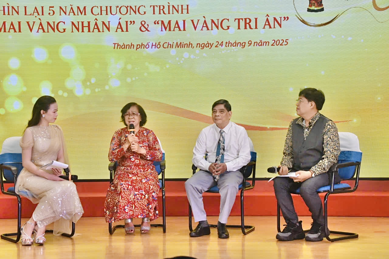Các nghệ sĩ giao lưu trong chương trình khởi động giải Mai vàng 2025 vào sáng 24/9, tại Báo Người lao động