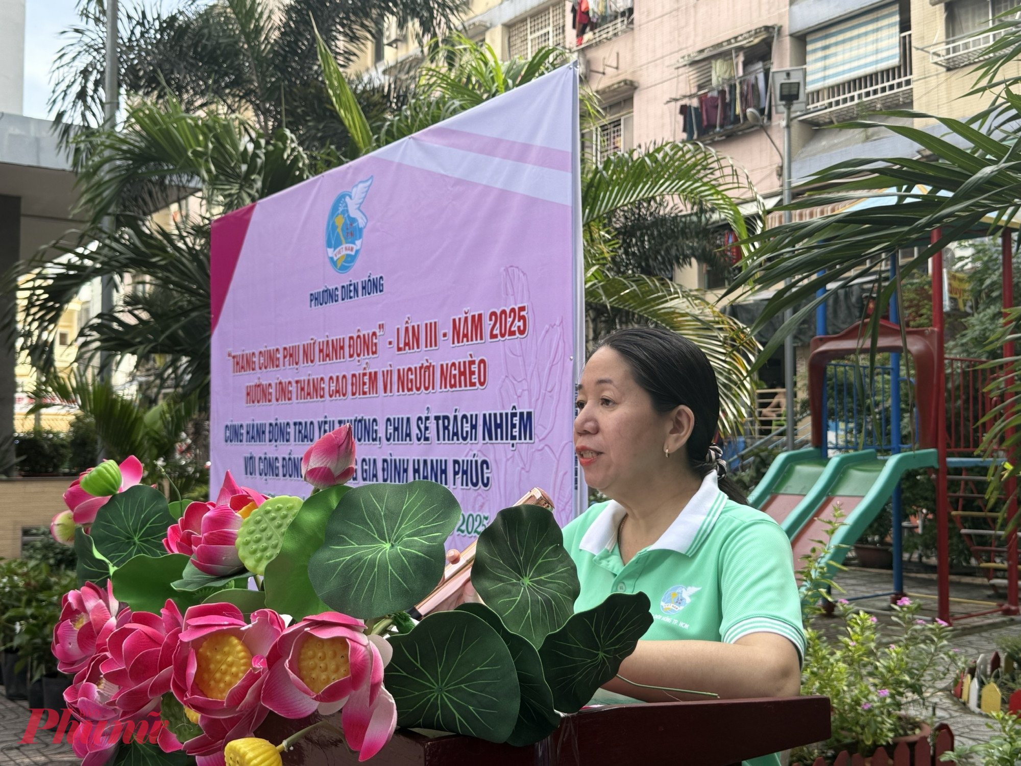 Bà Hà Thị Gái – Chủ  tịch Hội LHPN phường Diên Hồng nhấn mạnh: “Tháng cùng phụ nữ hành động” sẽ 