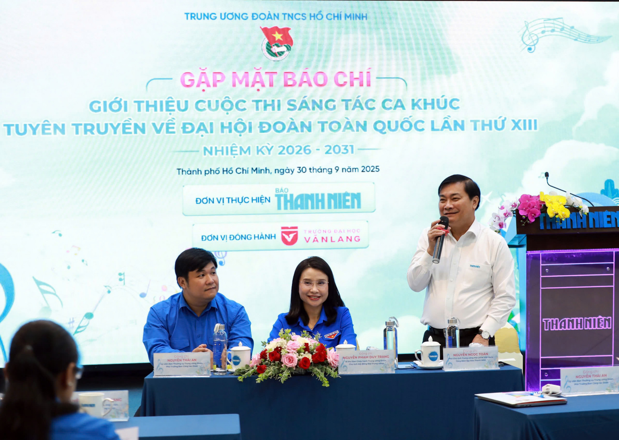 Ông Nguyễn Ngọc Toàn - Tổng biên tập Báo Thanh niên phát biểu trong cuộc gặp gỡ báo chí thông tin về cuộc thi vào chiều 30/9, tại TPHCM