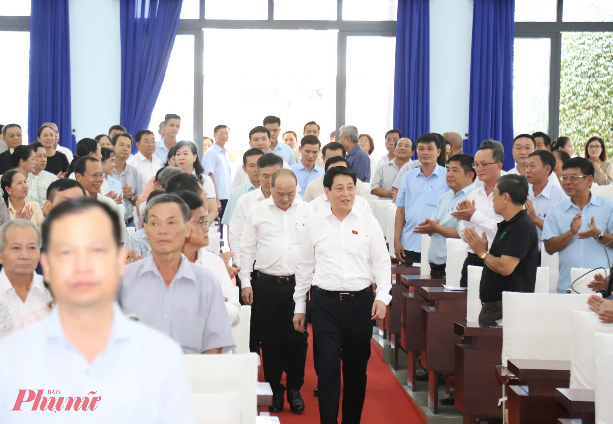 Chủ tịch nước Lương Cường tại buổi tiếp xúc cử tri - Ảnh: Thanh Tâm