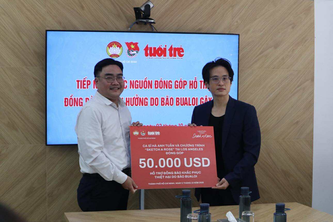 Ca sĩ Hà Anh Tuấn trao 50.000 USD ủng hộ người dân bị thiệt hại do cơn bão Bualoi