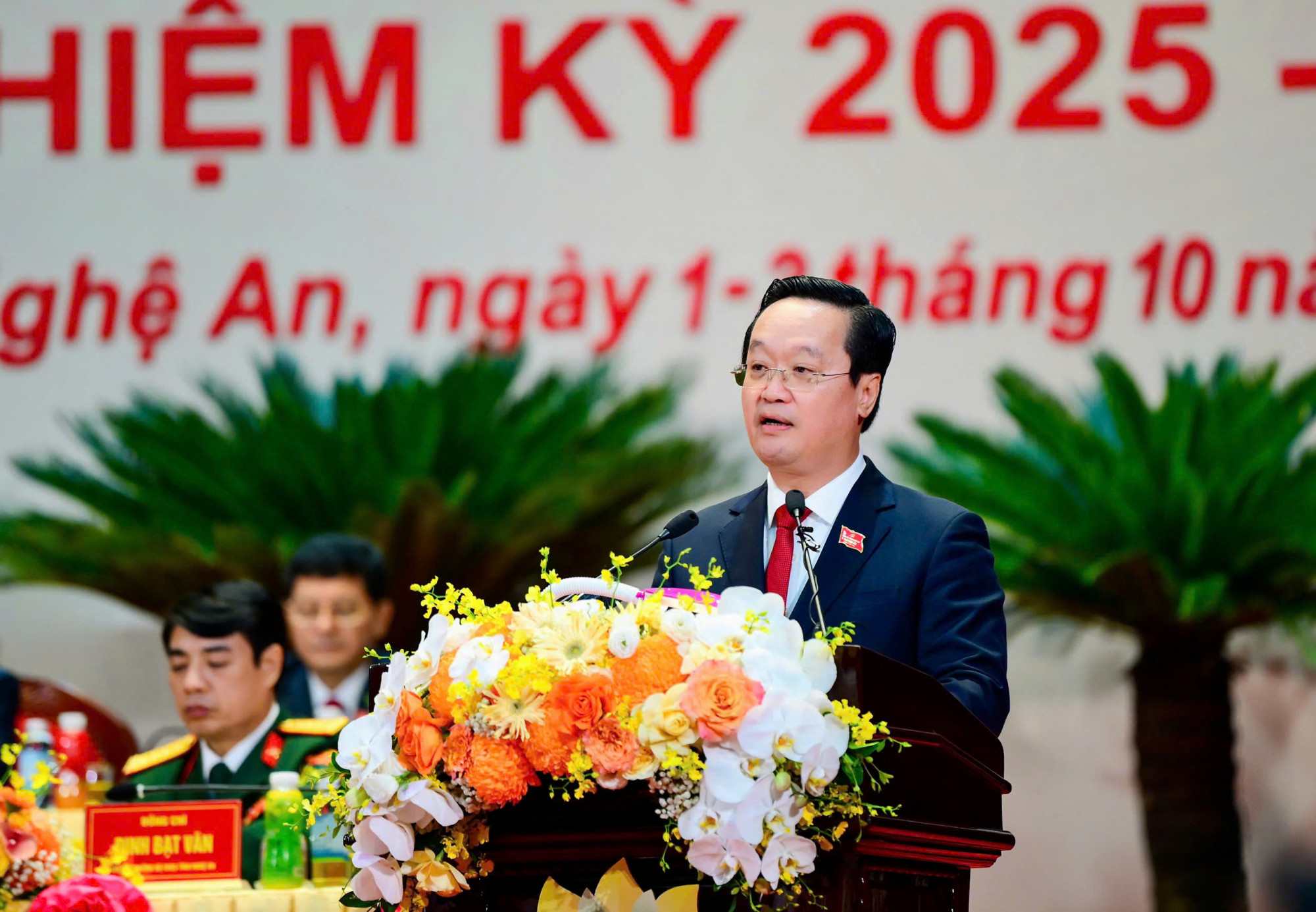 Bí thư Tỉnh ủy Nghệ An Nguyễn Đức Trung phát biểu khai mạc - Ảnh: Khánh Trung