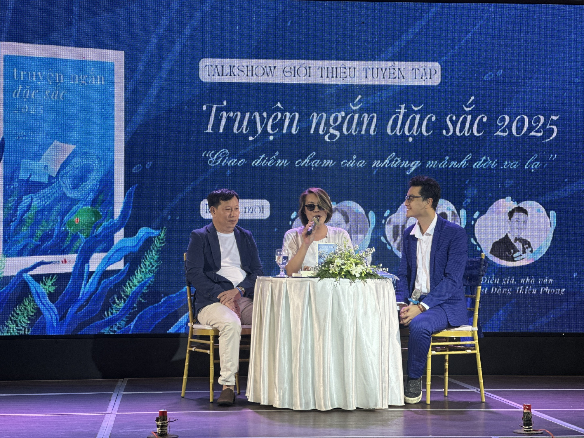 Từ trái sang: nhà báo Trần Nguyễn Anh, nhà văn Tống Phước Bảo và nhà văn Đặng Thiên Phong - Ảnh: Sbooks