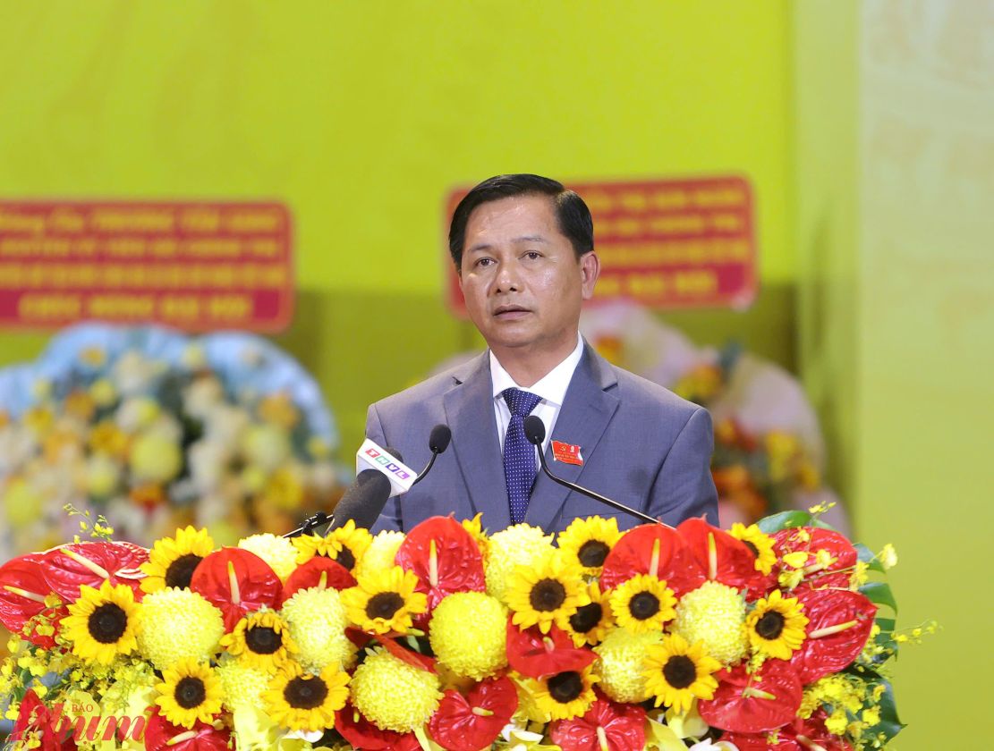 Tân Bí thư Tỉnh ủy Vĩnh Long Trần Văn Lâu phát biểu. Ảnh: CTV