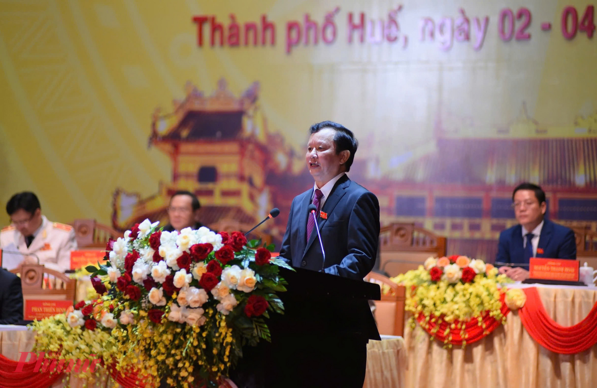 , đồng chí Lê Trường Lưu- Ủy viên Trung ương Đảng, Bí thư Thành ủy Huế   phát biểu khai mạc đại hội