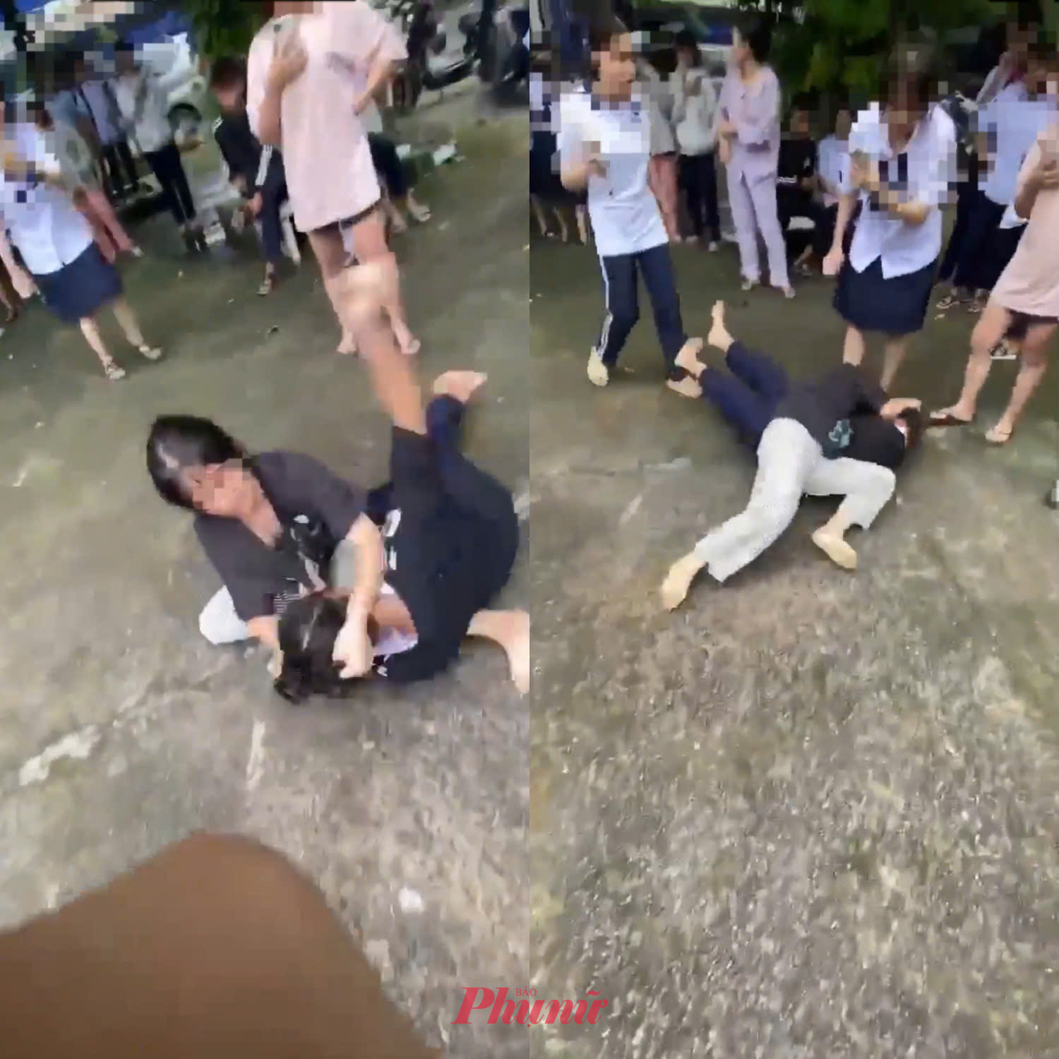 2 nữ sinh xô xát, đánh nhau tại khu vực công viên.