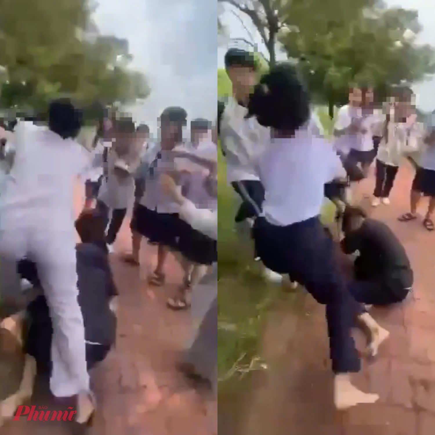 Nữ sinh được cho là học THPT bị đánh hội đồng tại ven bờ sông Sài Gòn. 