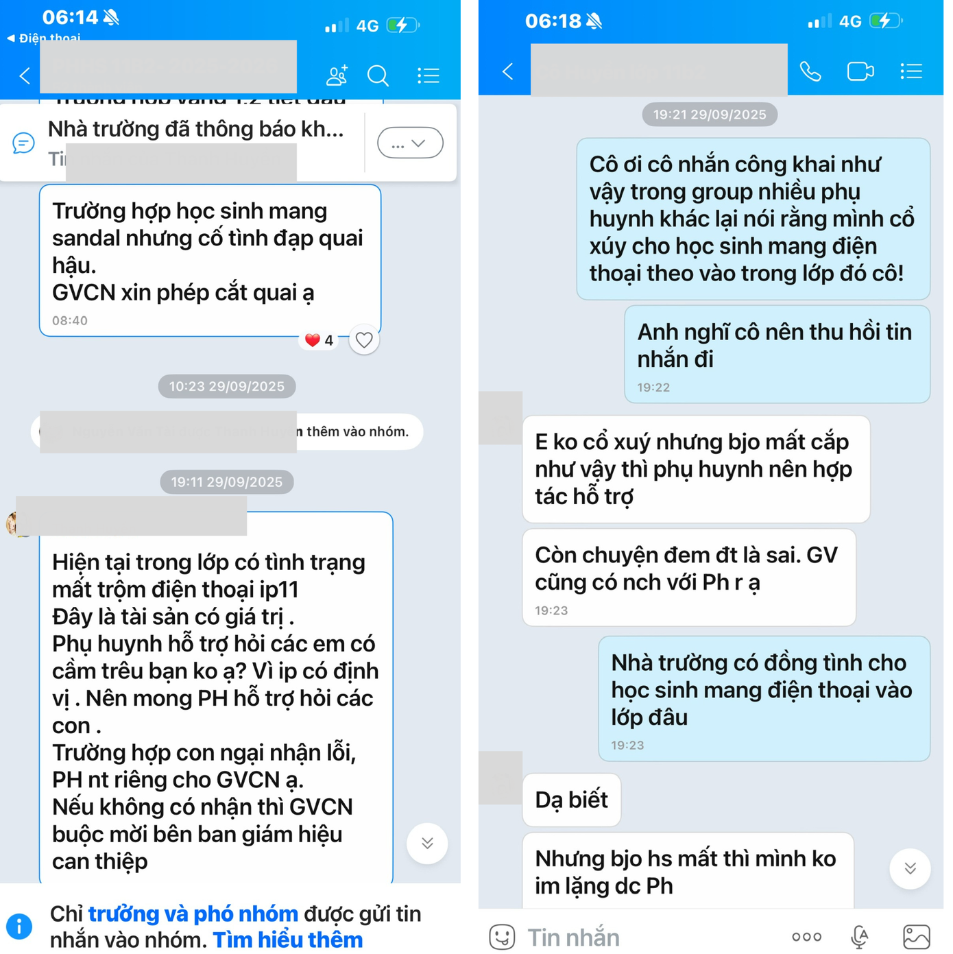 Nội dung tin nhắn qua lại giữa giáo viên và phụ huynh học sinh trường THPT Trường Chinh, TP. Hồ Chí Mình 