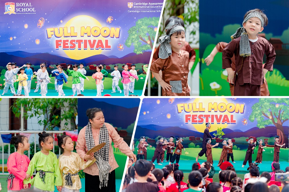 Thầy cô và học sinh Royal School cùng nhau tham gia biểu diễn kịch mừng Trung thu 2025 - Ảnh: Royal School