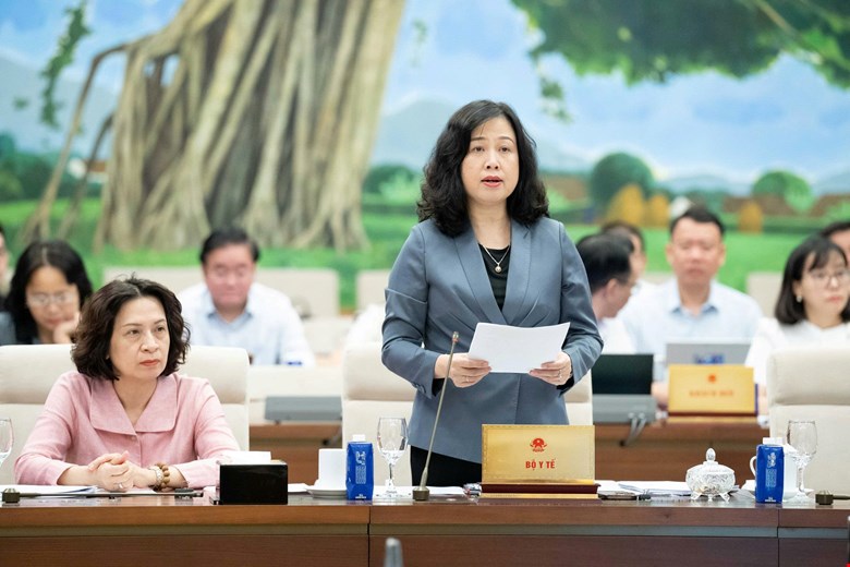 Bộ trưởng Bộ Y tế Đào Hồng Lan trình bày dự thảo Luật dân số,chiều 8/10