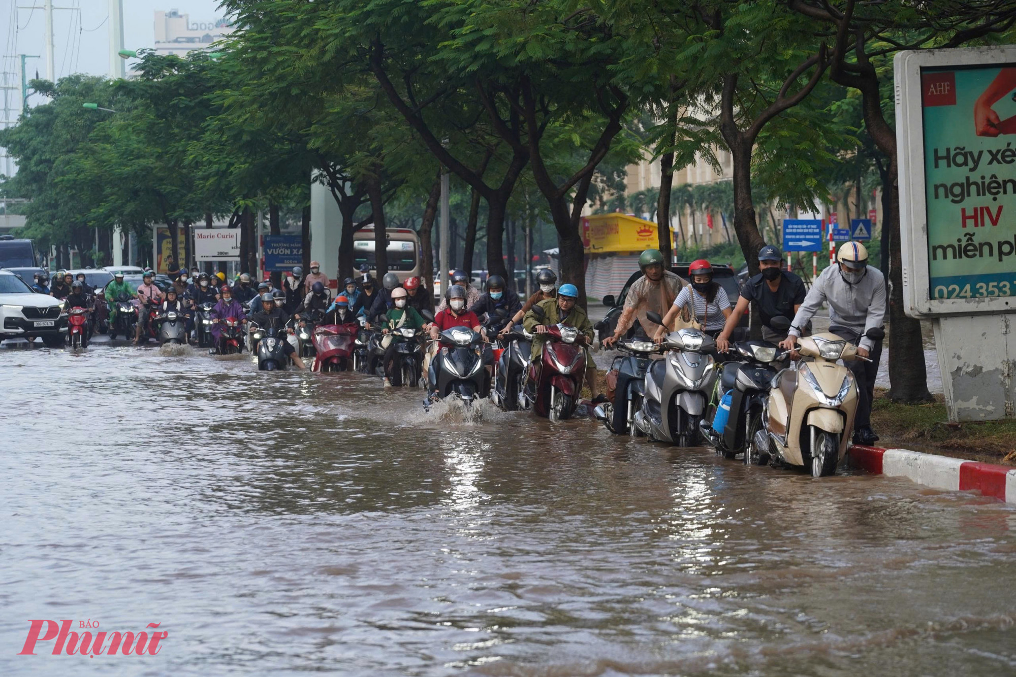 Các phương tiện phải men theo những đoạn cao hơn để di chuyển. 