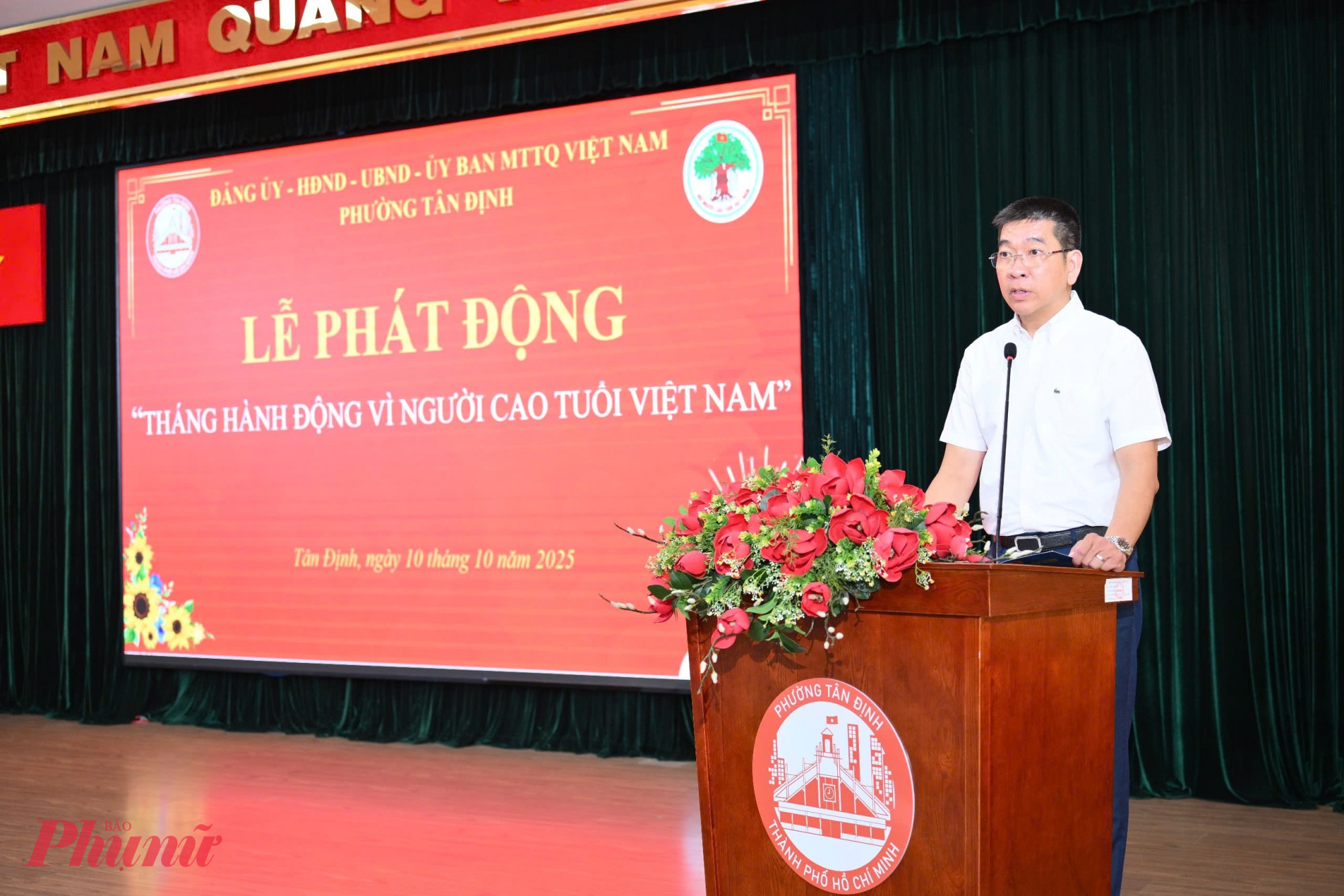 Ông Nguyễn Hải Quân - Chủ tịch UBND phường Tân Định phát biểu tại buổi lễ - Ảnh: Thanh Tâm