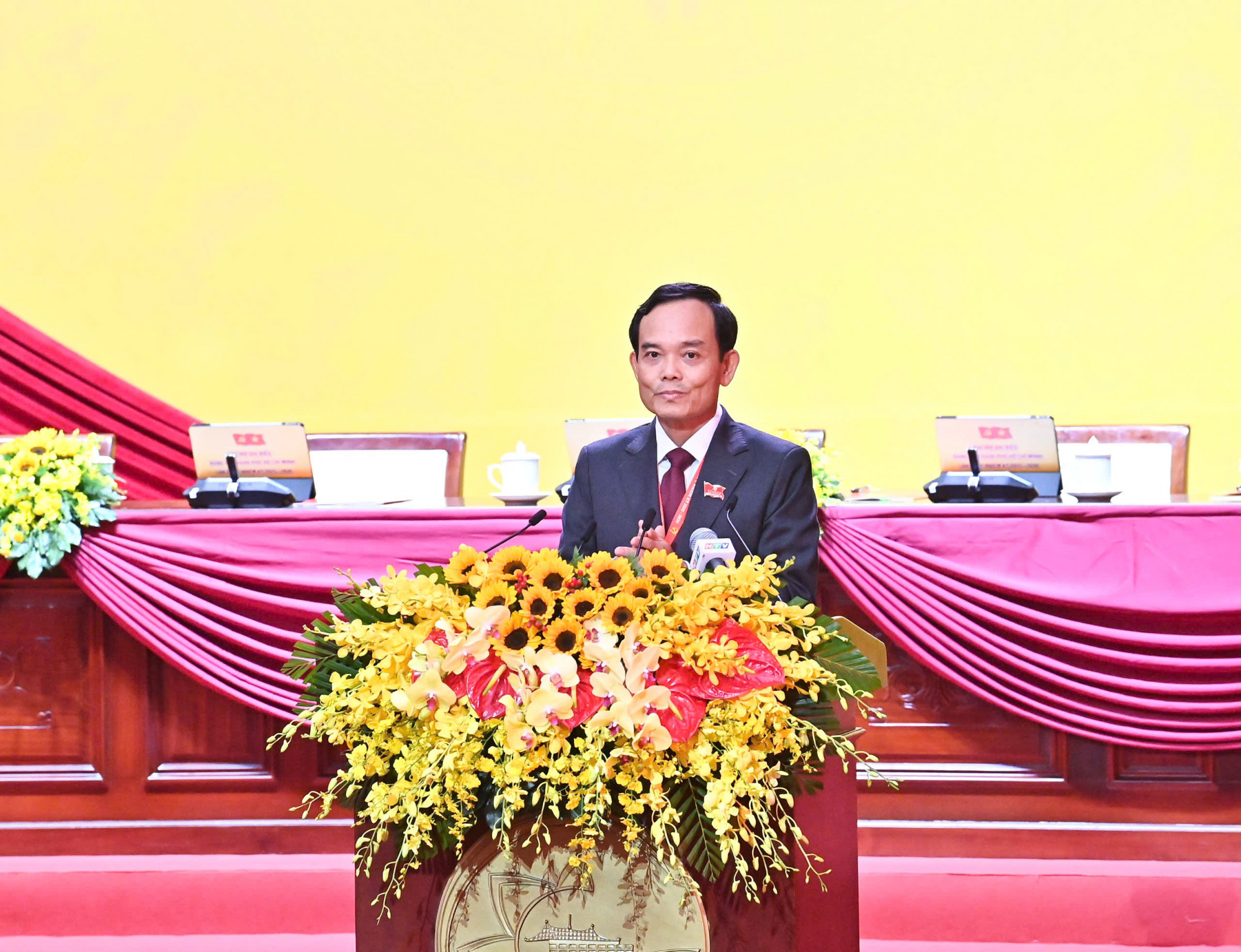 Bí thư Thành ủy TPHCM Trần Lưu Quang phát biểu bế mạc Đại hội đại biểu Đảng bộ TPHCM lần thứ I, nhiệm kỳ 2025-2030 - Ảnh: BTC 