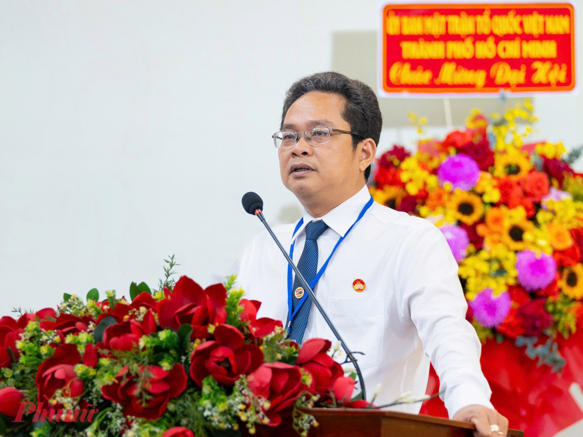 Ông Phạm Minh Tuấn - Phó Chủ tịch Ủy ban MTTQ Việt Nam TPHCM phát biểu tại Đại hội - Ảnh: Thanh Tâm