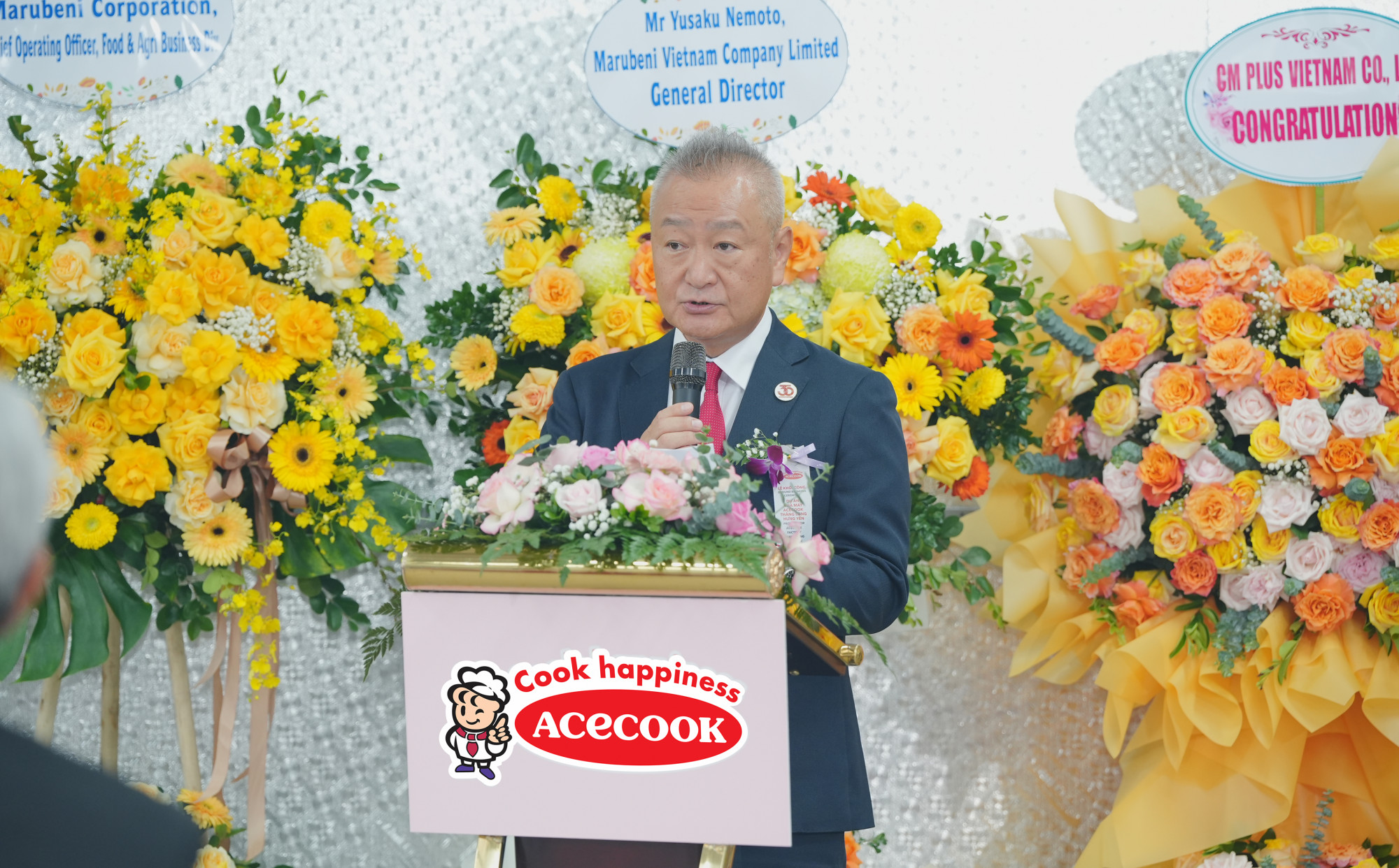 Ông Kaneda Hiroki - Tổng giám đốc Acecook Việt Nam phát biểu tại Lễ động thổ - Ảnh: Acecook