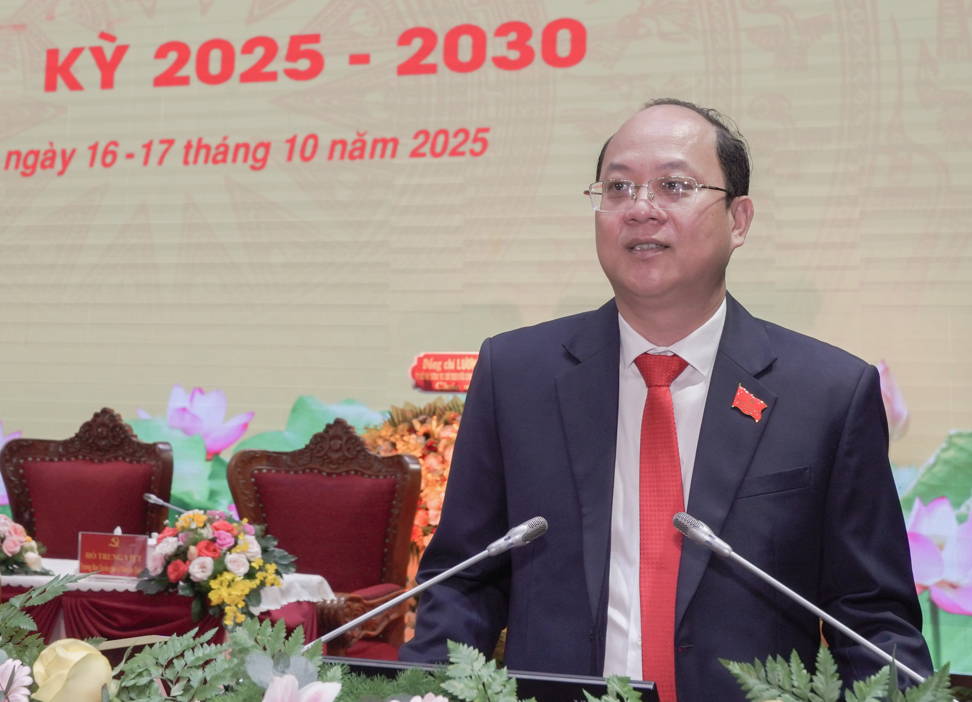 Ông Nguyễn Hồ Hải - Bí thư Tỉnh ủy Cà Mau phát biểu. Ảnh: Ban tổ chức đại hội cung cấp
