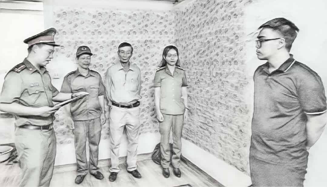 Công an đọc lệnh tạm giữ hình sự đối với Nguyễn Văn Khánh - Ảnh công an cung cấp