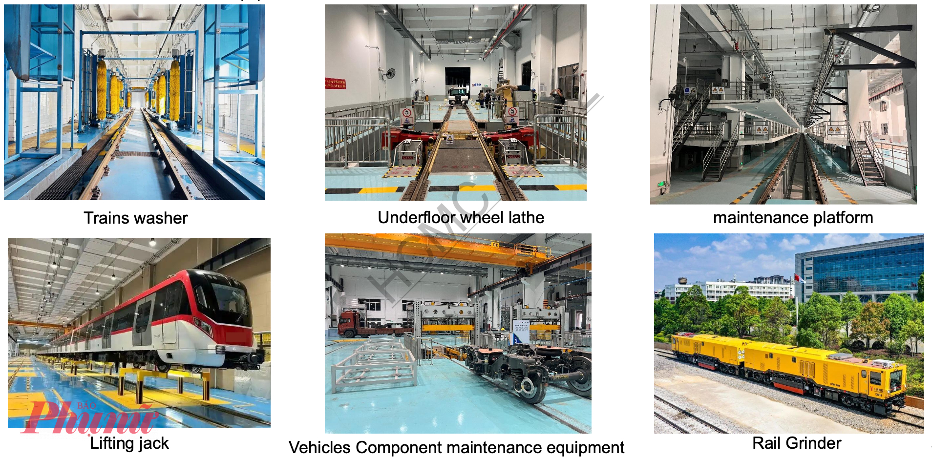Các thiết bị phục vụ cho việc vận hành và bảo dưỡng tàu metro tại khu depot