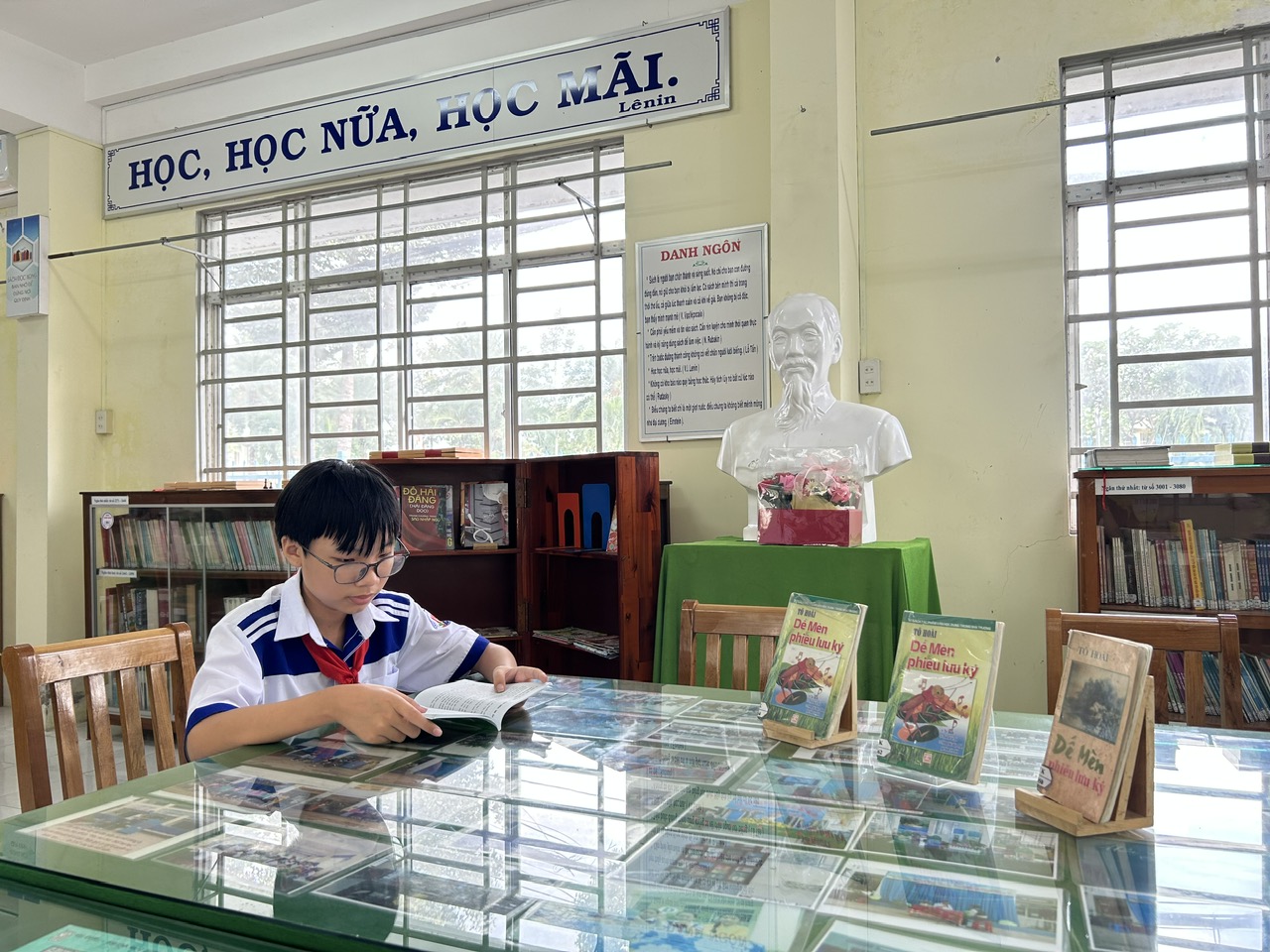 Em Mai Nguyễn Quốc Bảo tại trường THCS Nguyễn Đăng Sơn. Ảnh: NVCC