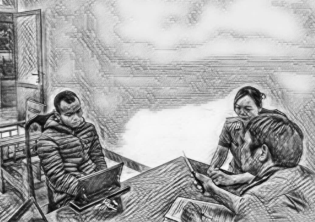 Một trong các đối tượng gây ra vụ cướp tài sản làm việc tại cơ quan công an - Ảnh: S.Đ.