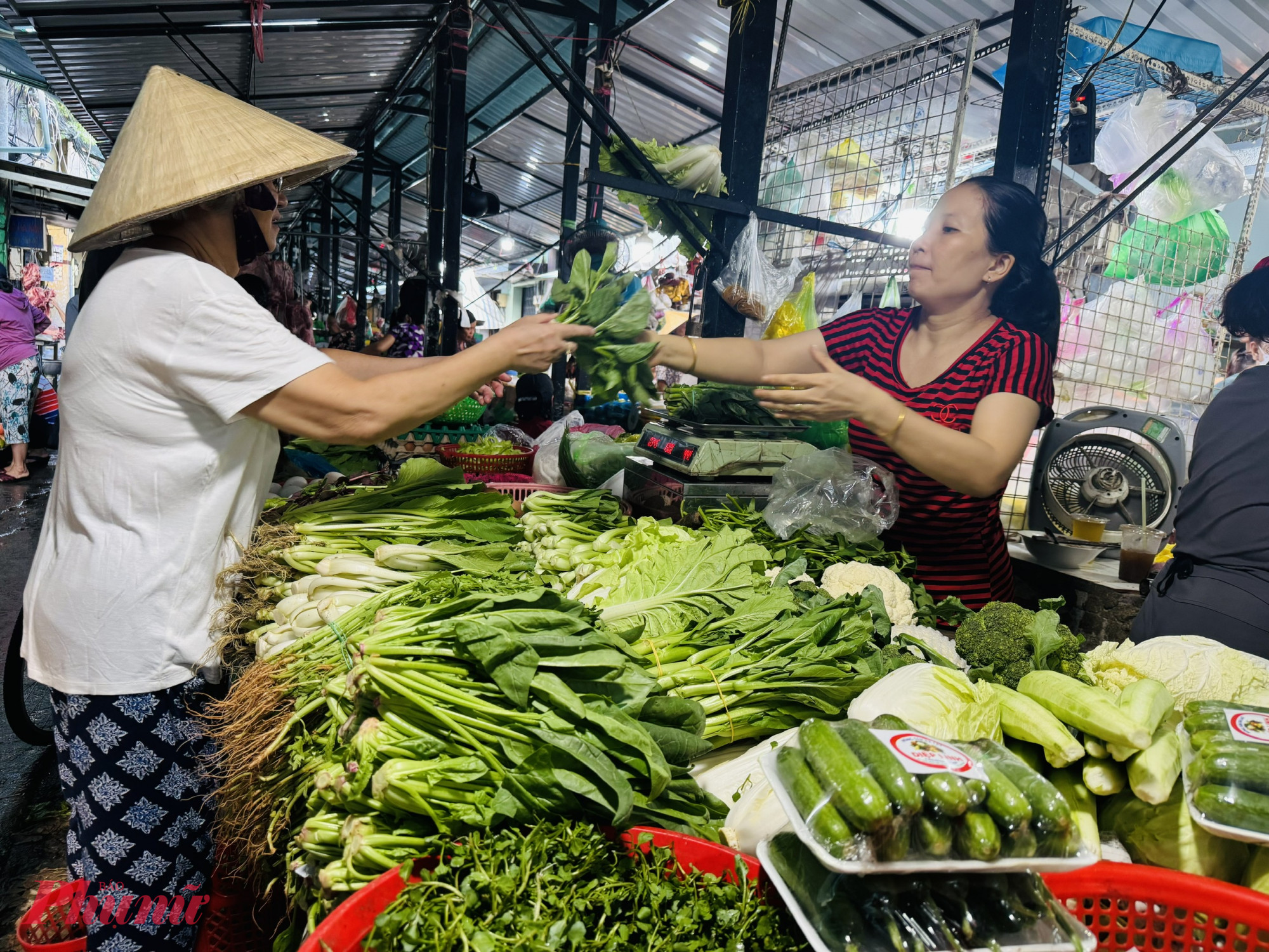 Các loại ăn lá đều tăng 5.000 đồng/kg, sức mua các loại rau khá chậm - Ảnh: Thanh Hoa