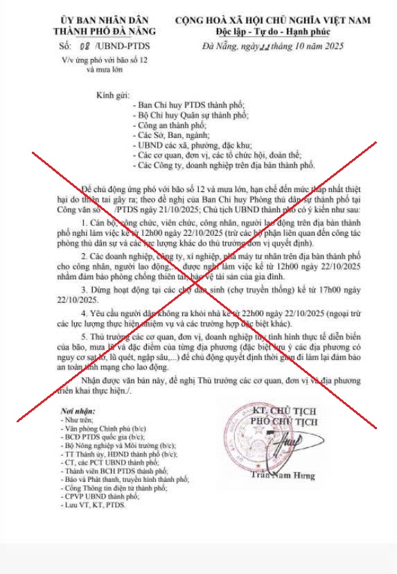 Văn bản giả lan truyền trên mạng xã hội vào trưa nay
