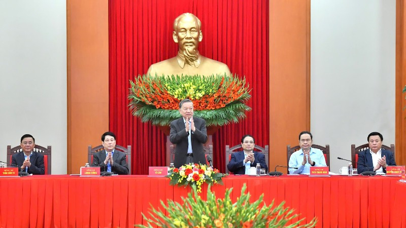Tổng Bí thư Tô Lâm phát biểu tại phiên họp Tiểu ban Văn kiện Đại hội XIV của Đảng - Ảnh: Nhân Dân