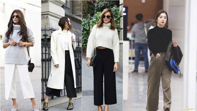 Còn nếu các chị em cần một bản phối nhẹ nhàng, thanh lịch ở chốn công sở, áo cổ lọ và quần ống rộng là bộ đôi hoàn hảo. Sự kết hợp giữa nét kín đáo, thanh lịch của áo cổ lọ cùng vẻ phóng khoáng, thời thượng của quần ống rộng mang đến vẻ ngoài vừa tinh tế vừa chuyên nghiệp. Dù là trong những buổi họp quan trọng hay dạo phố sau giờ làm, cách phối đồ này luôn giúp các chị em tự tin và cuốn hút - Ảnh: Pinterest