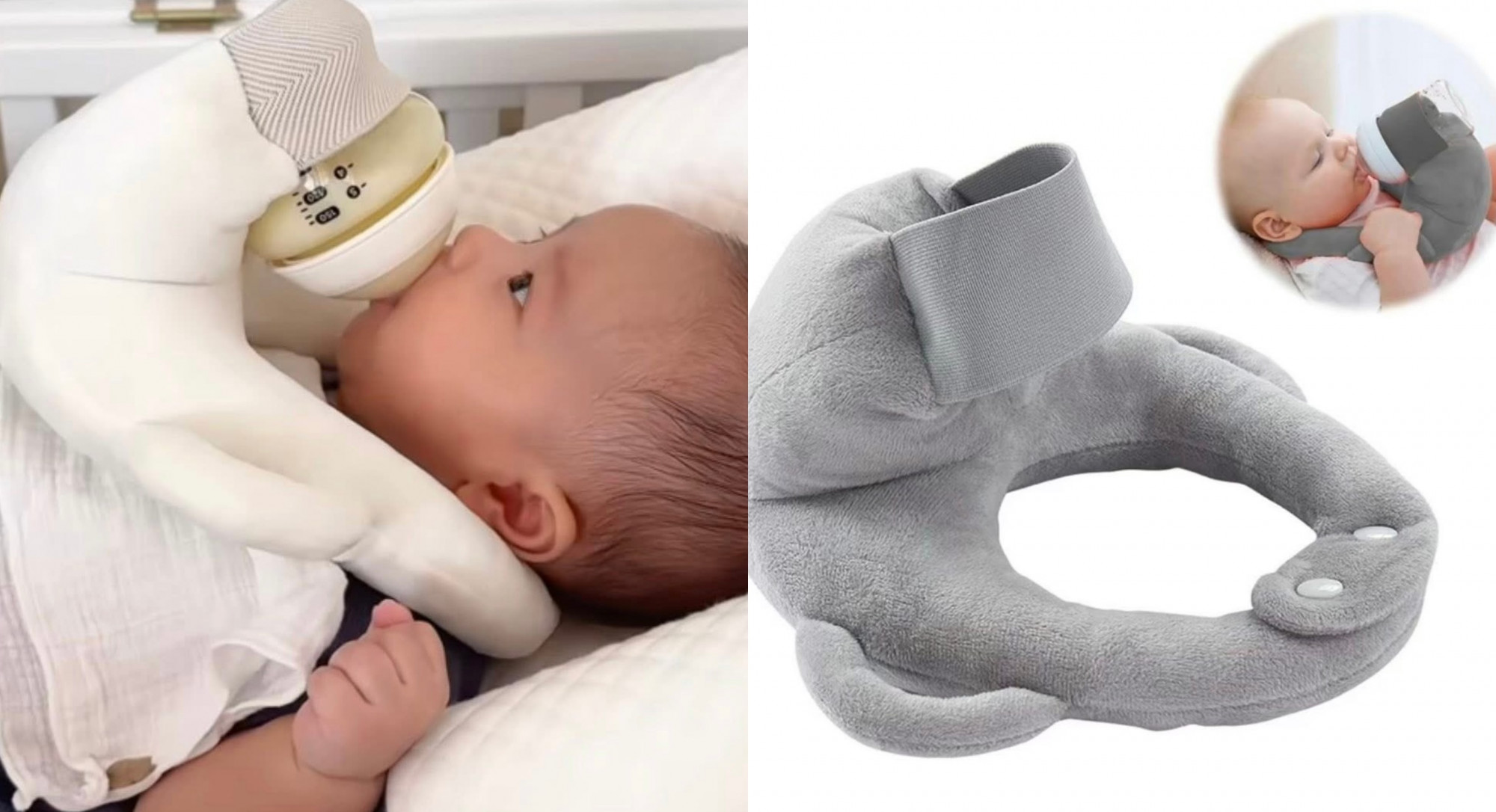 Sản phẩm gối đỡ bình sữa được quảng cáo giúp trẻ tự bú được các chuyên gia cảnh báo dễ gây hại